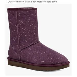 UGG Women’s Boots Classic Short Purple Metallic Spots Size 9
